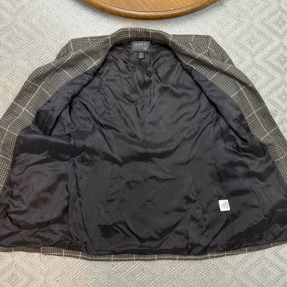 Lafayette 148 Windowpane Plaid Wool/Cashmere 3-Button Vintage Blazer Jacket 10 - Picture 4 of 5
